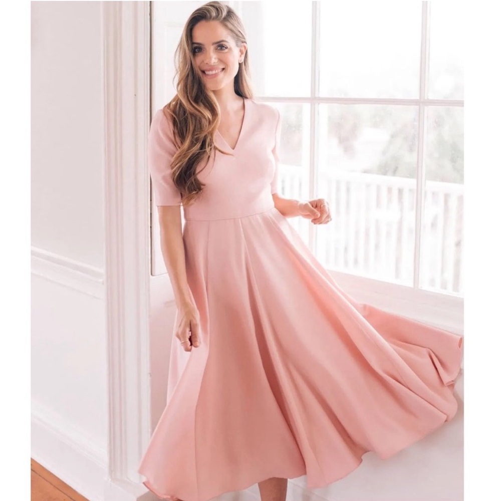 GAL MEETS GLAM Edith City Crepe Fit & Flare Midi Dress in Mauve